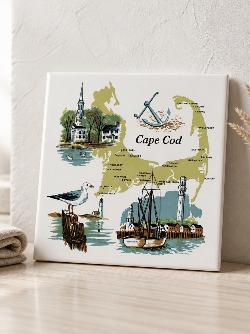 Cape Cod Ceramic Tile Trivet by Screen Craft West Yarmouth Mass #910